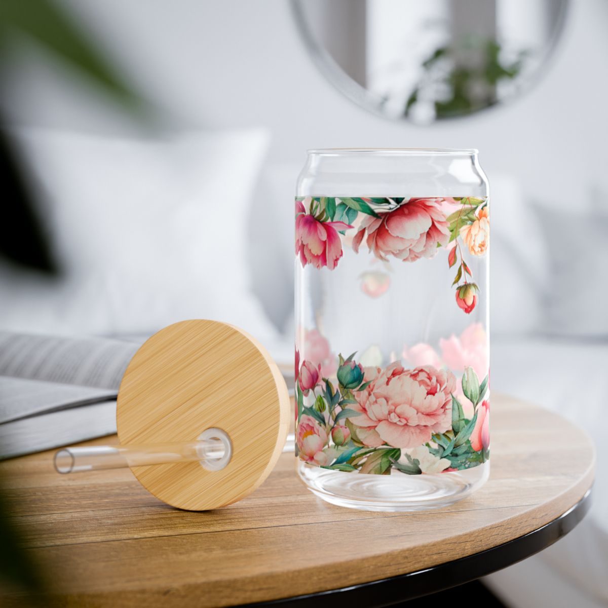 Pink Peony 16oz Glass Sipping Tumbler