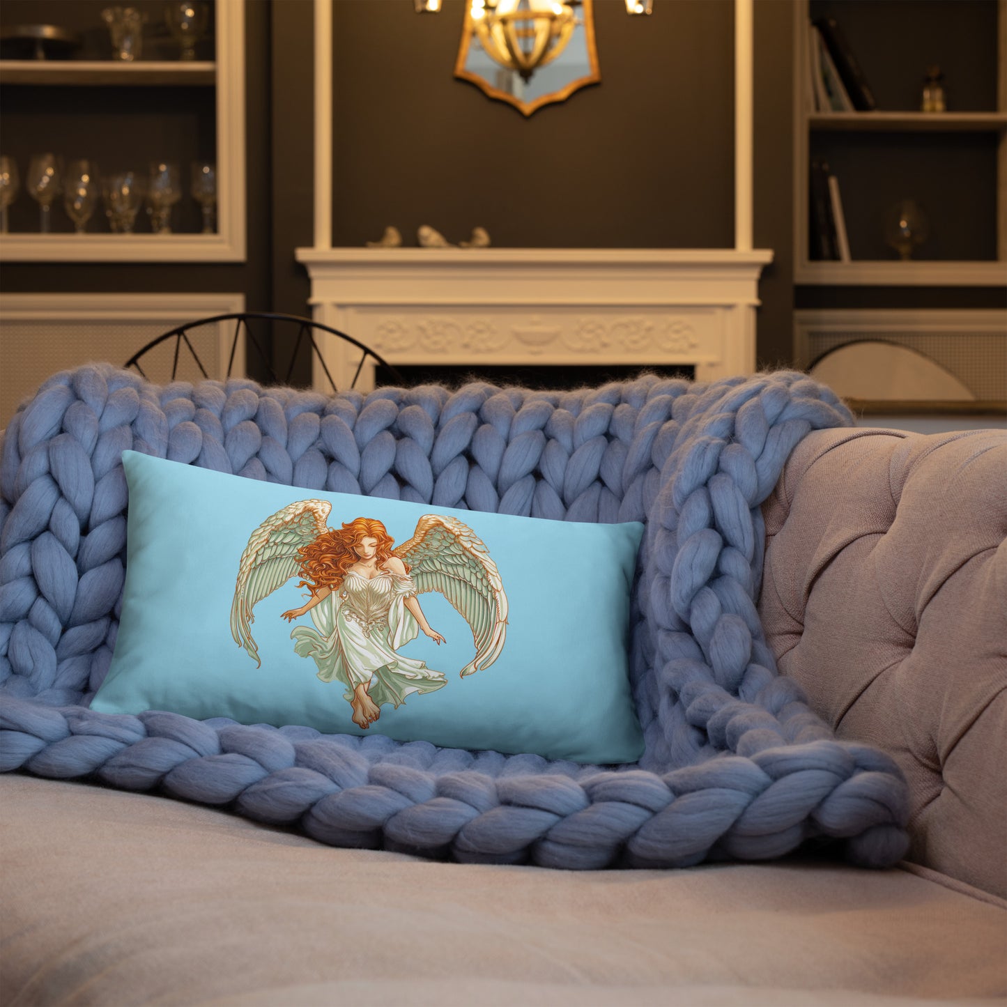 Light Blue Angel Accent Pillow