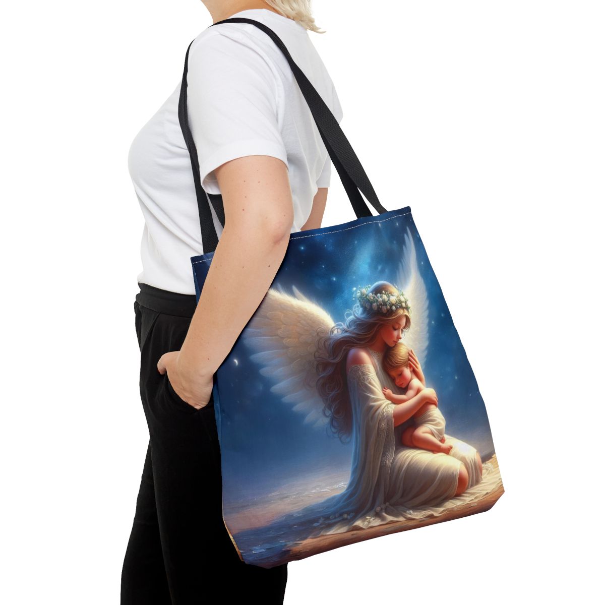 Angel With Child Plush Blanket w/Matching Tote Bag