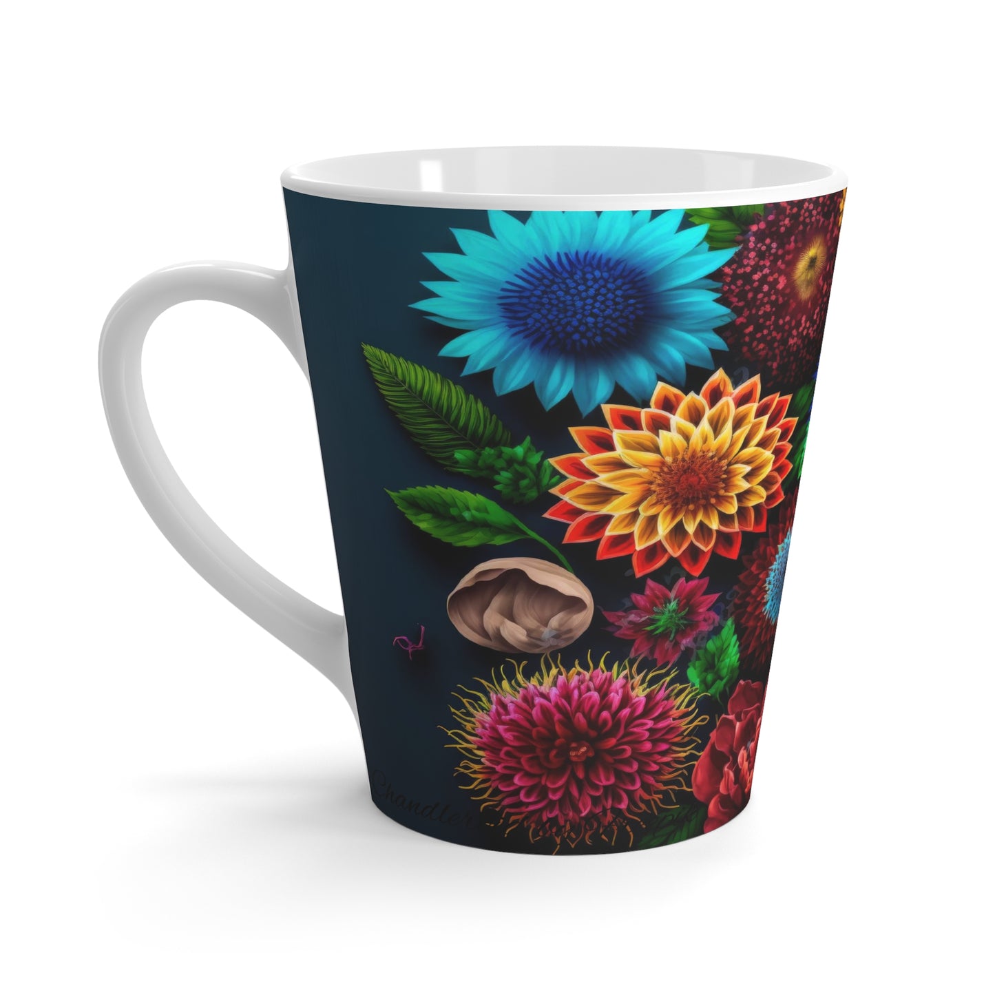 Colorful Floral Ceramic Latte Mug