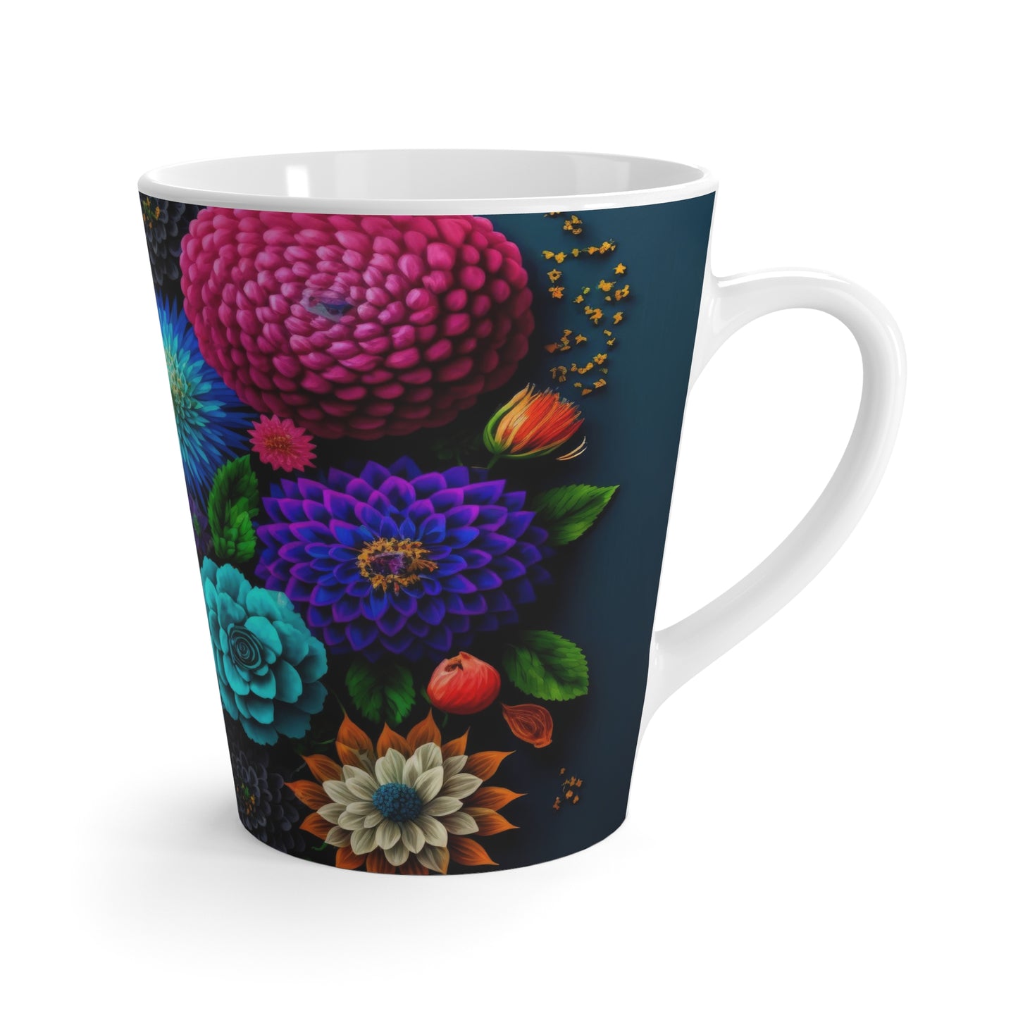 Colorful Floral Ceramic Latte Mug