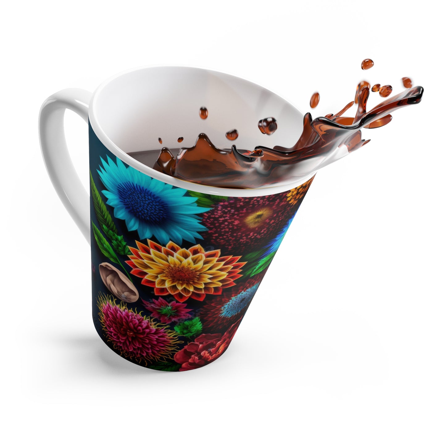 Colorful Floral Ceramic Latte Mug