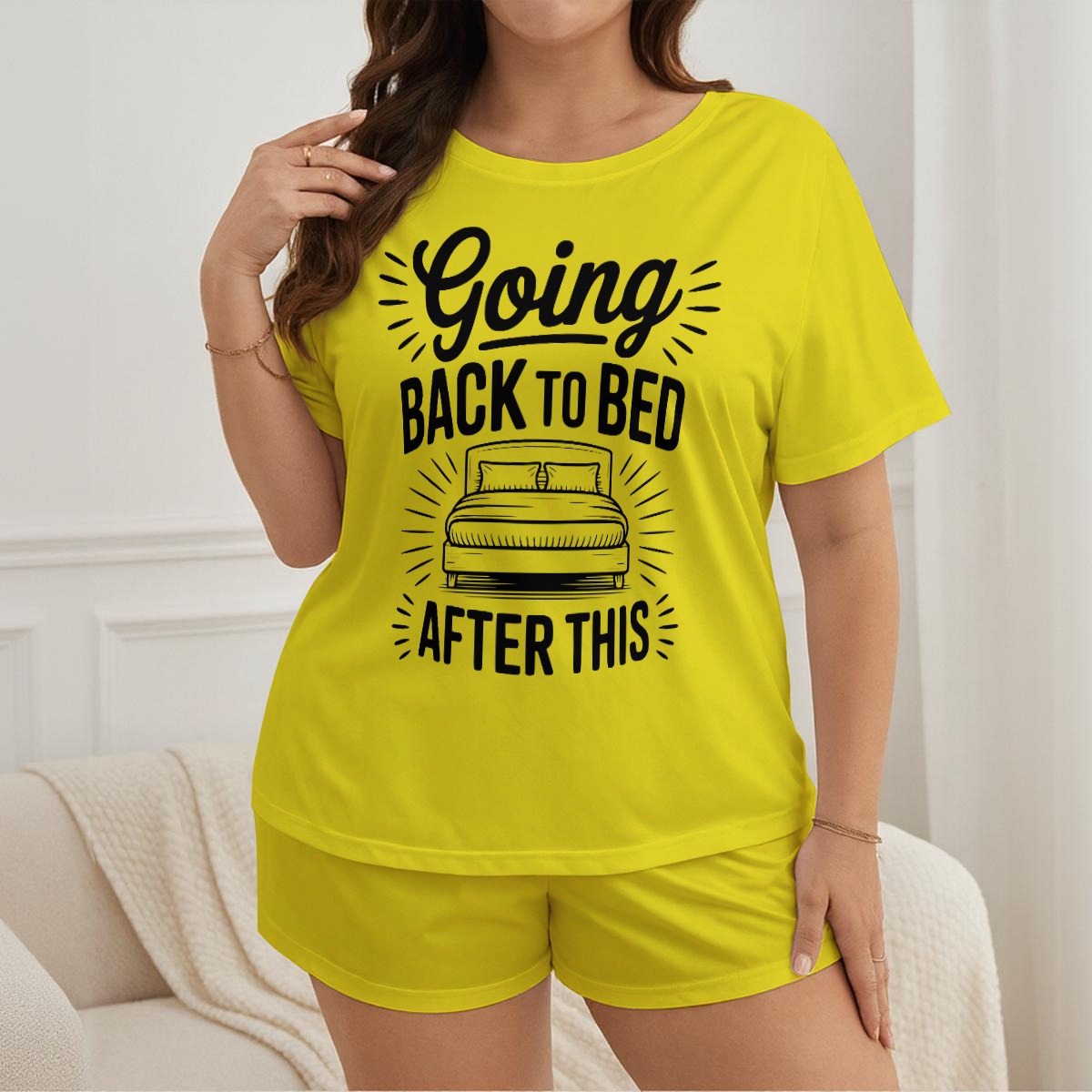 "Going Back to Bed" Ladies Pajama Short Set