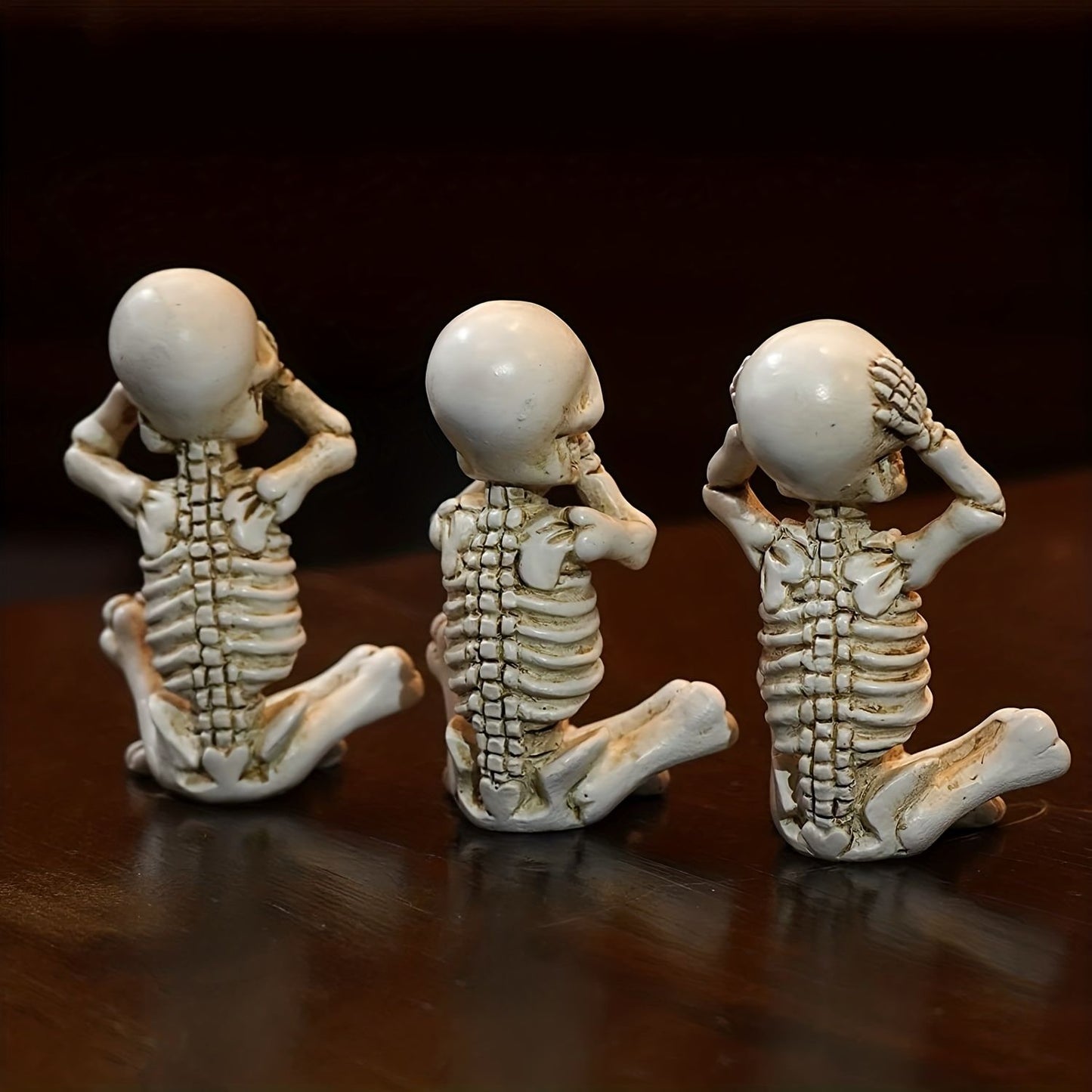 "3 Wise Skeletons" Halloween Decorative Figurines