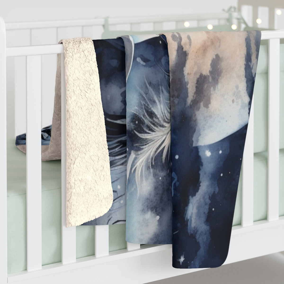 Horses in Moonlight Sherpa Blanket