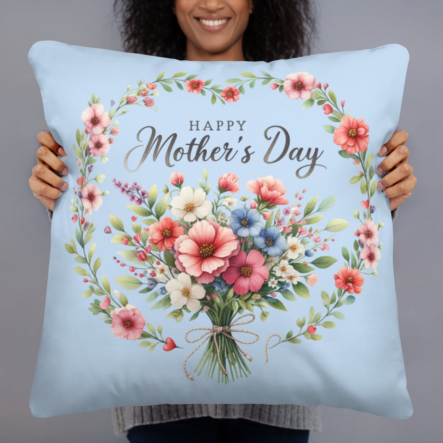 Mother's Day Pillow- Blue Floral