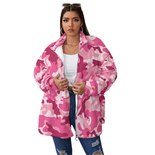 Ladies Pink Camouflage Fleece Coat