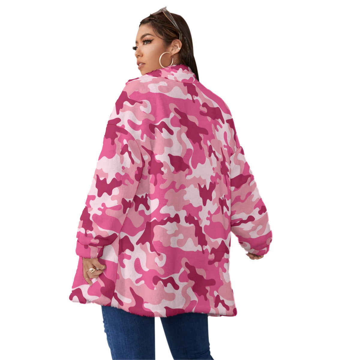 Ladies Pink Camouflage Fleece Coat