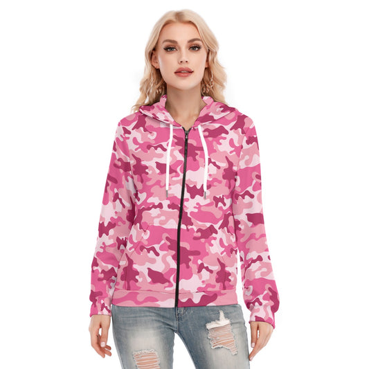 Ladies Pink Camo Short Hoodie