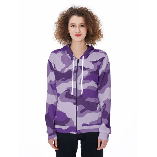 Ladies Purple Camo Short Hoodie