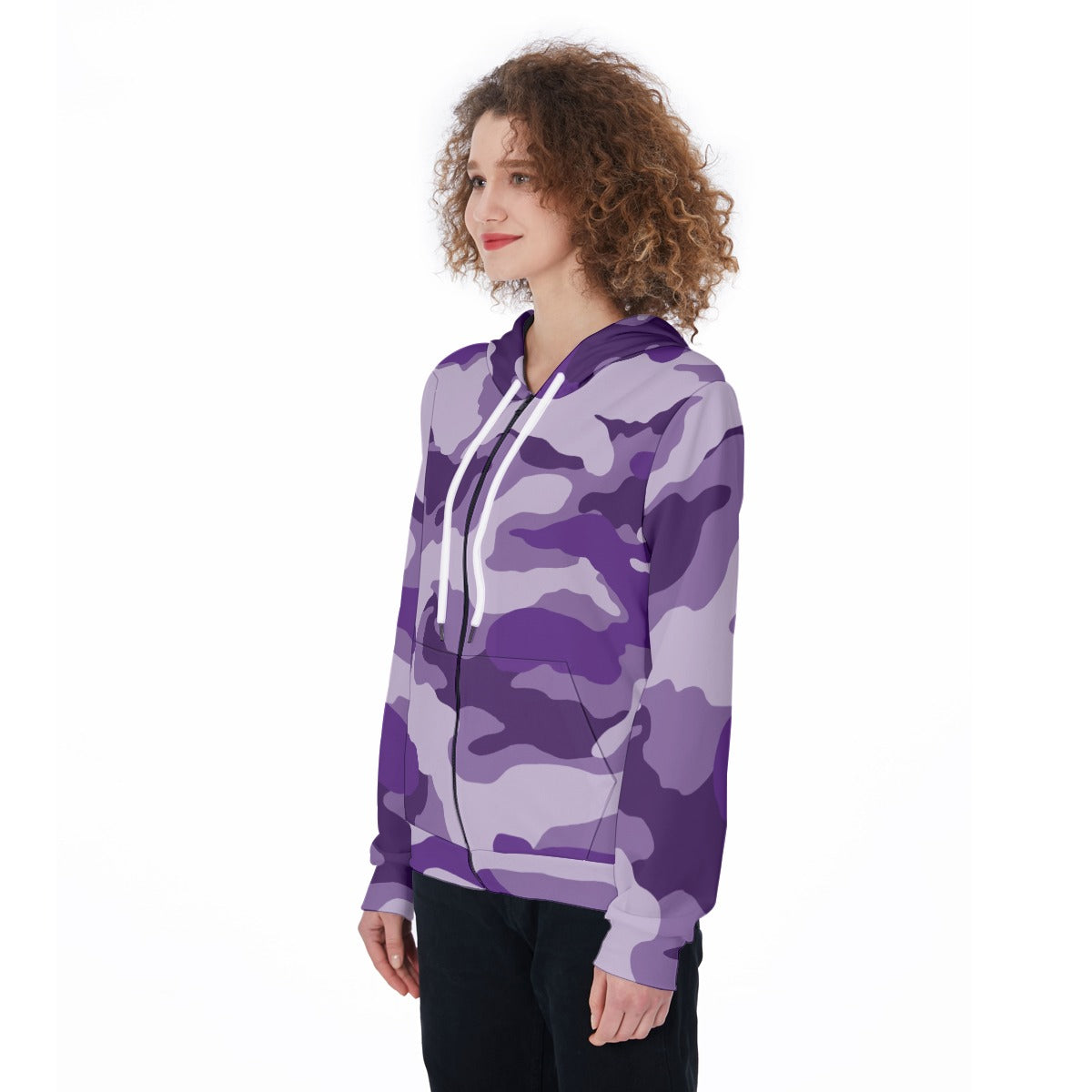 Ladies Purple Camo Short Hoodie