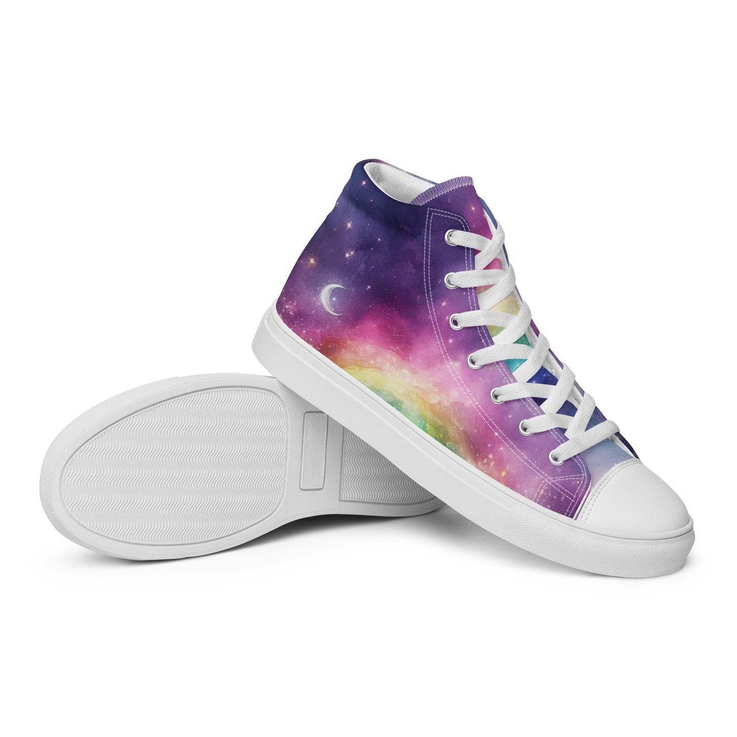 Women's Purple Rainbow Clouds Canvas High Tops