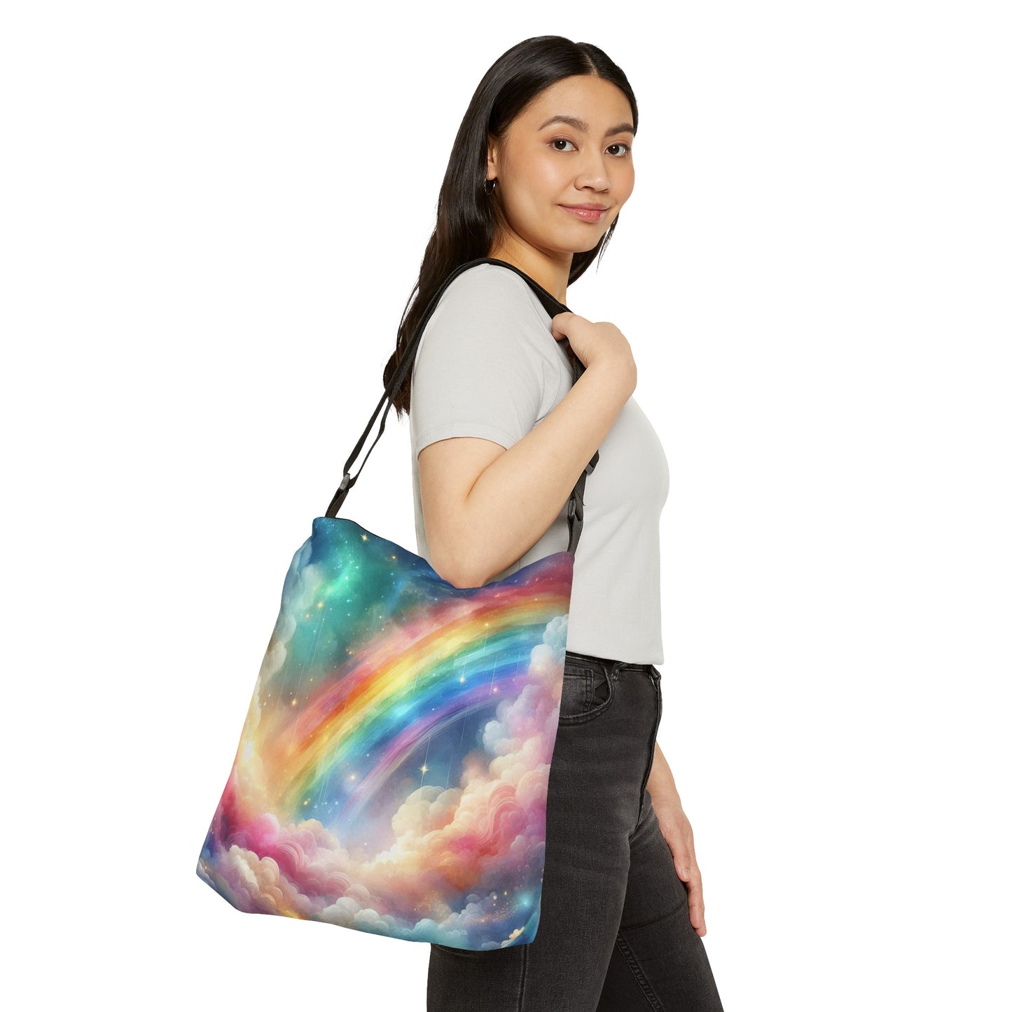 Rainbow and Clouds Adjustable Tote Bag