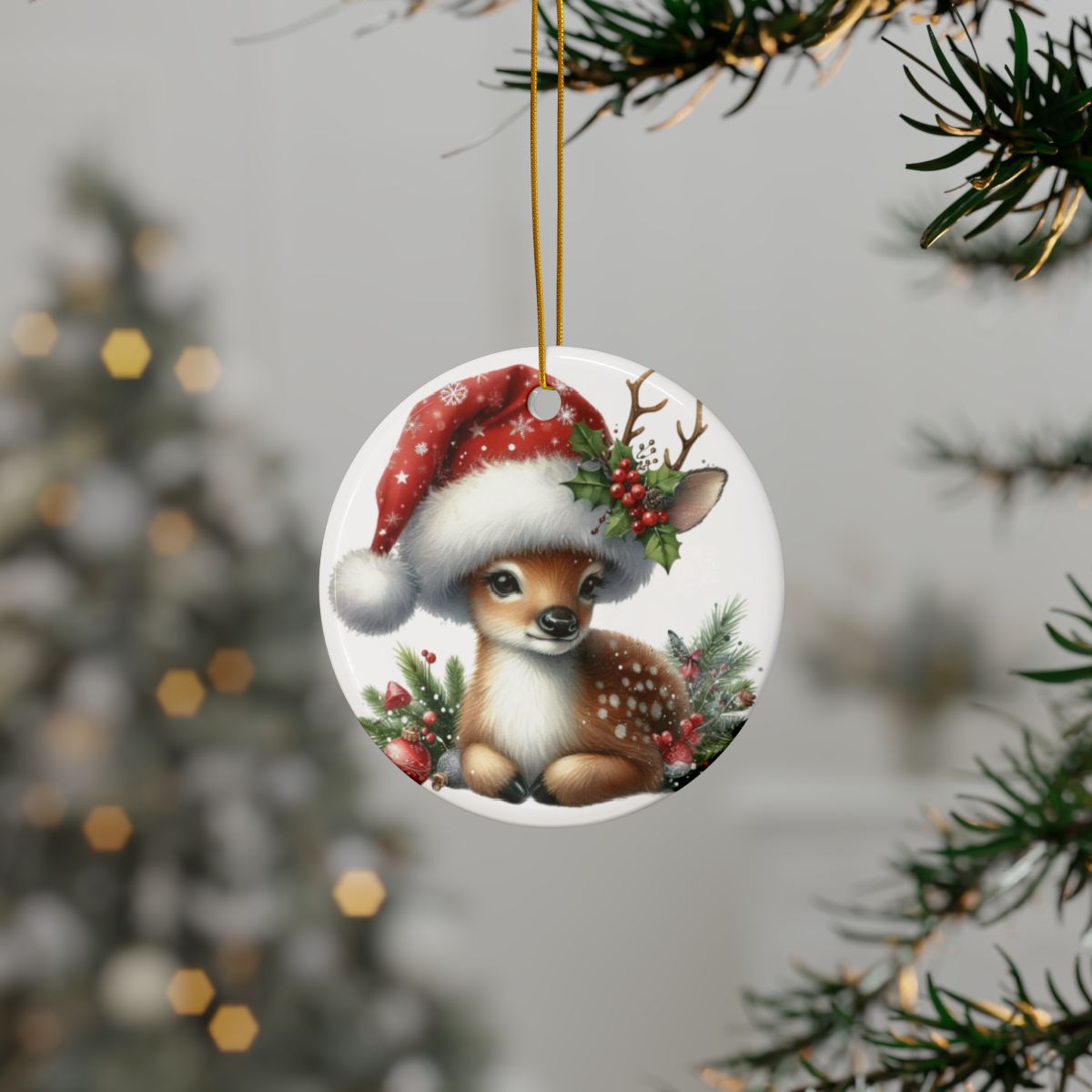 4pc Ceramic Reindeer Ornament Set