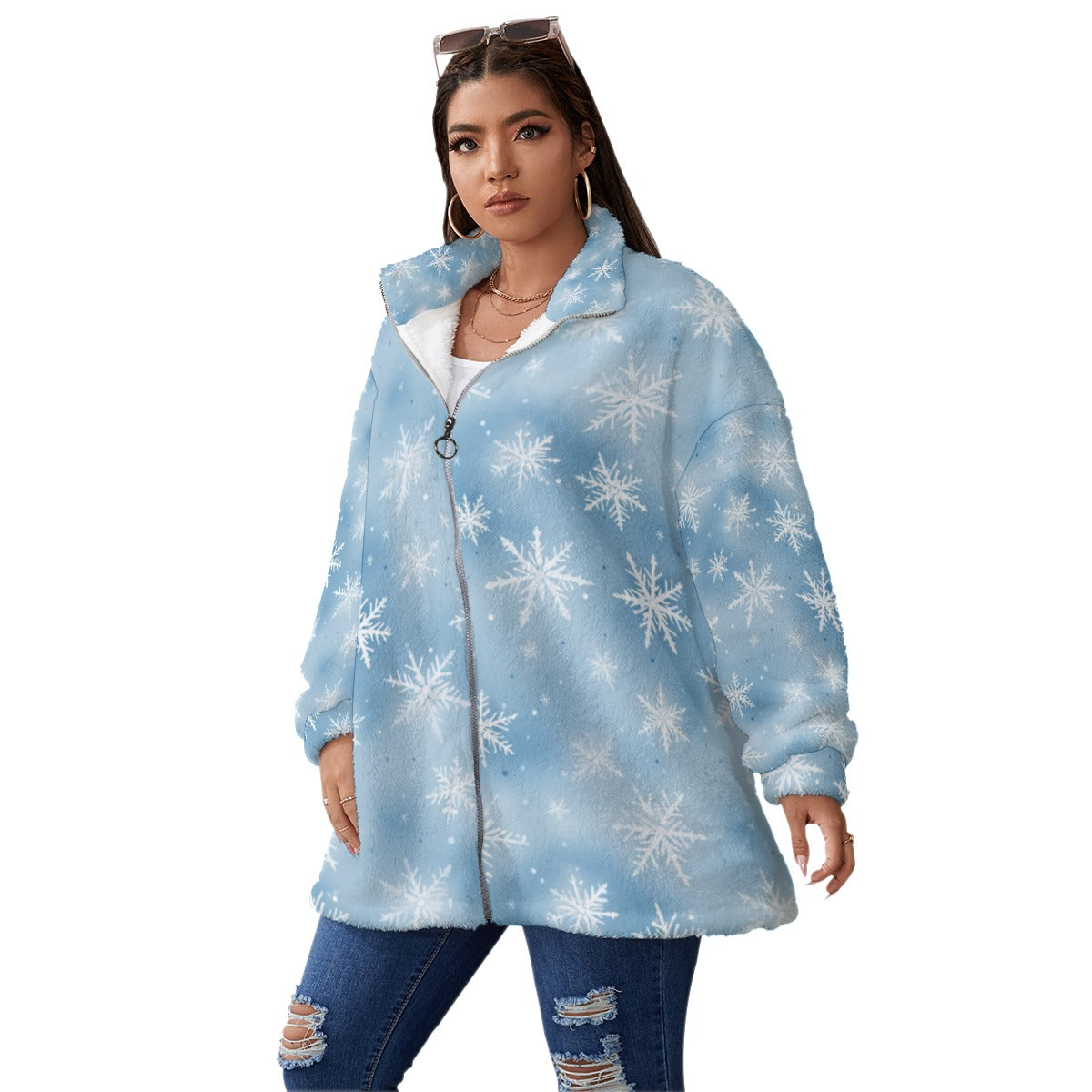 Ladies Snowflake Fleece Coat