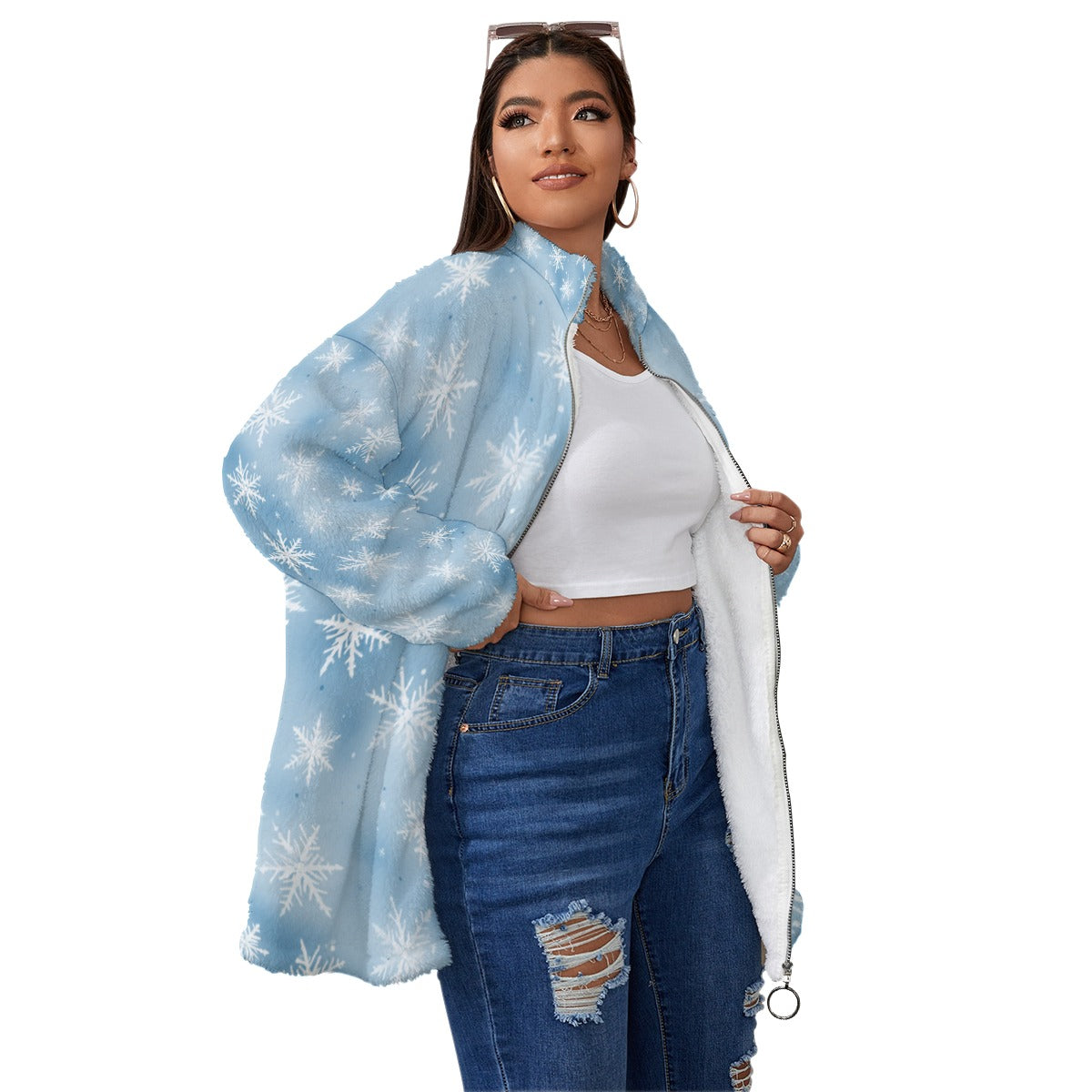Ladies Snowflake Fleece Coat