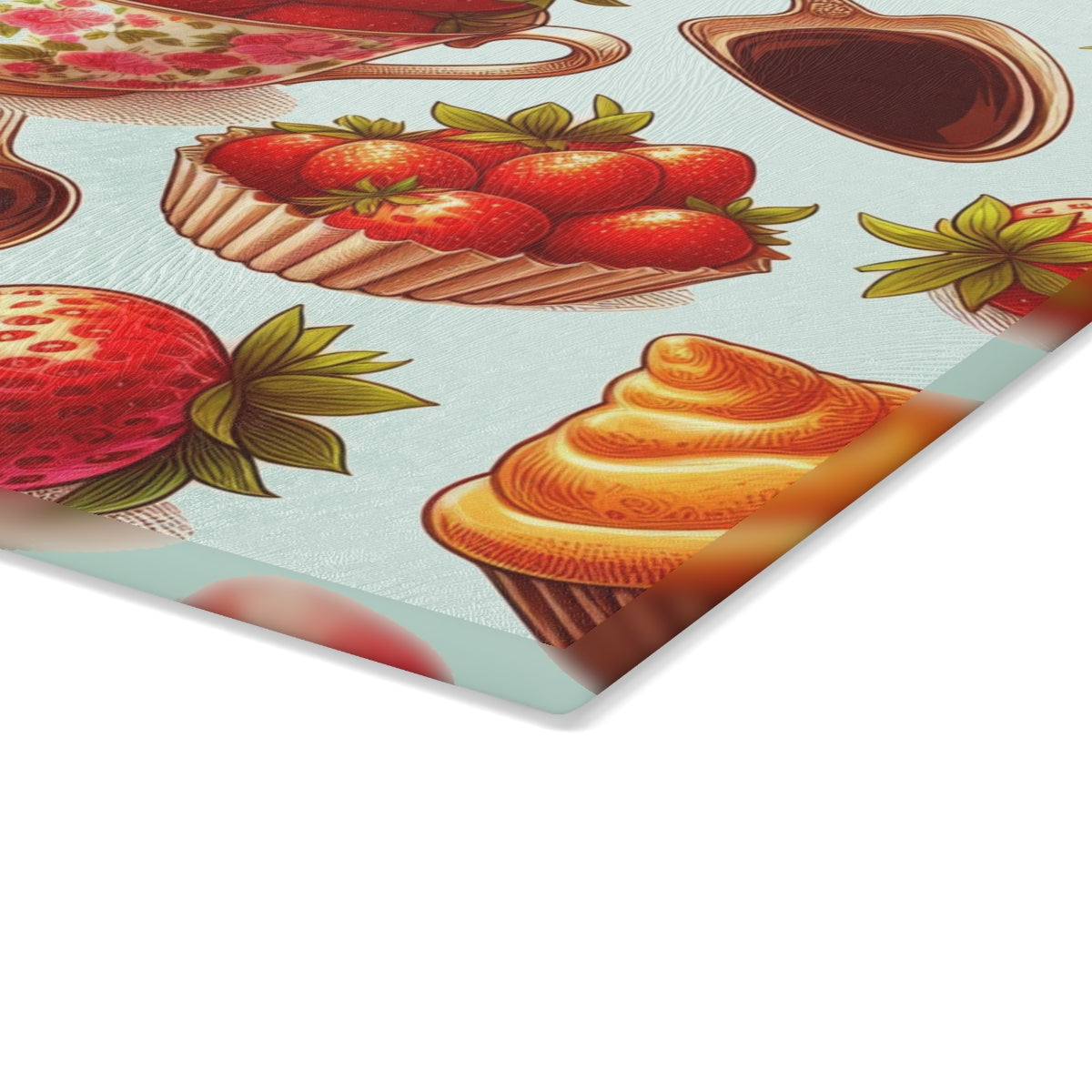 Strawberry Cupcake Glass Cutting Board 2