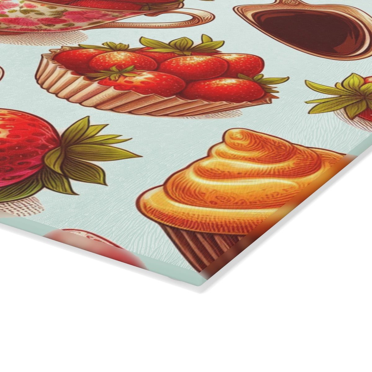 Strawberry Cupcake Glass Cutting Board 2