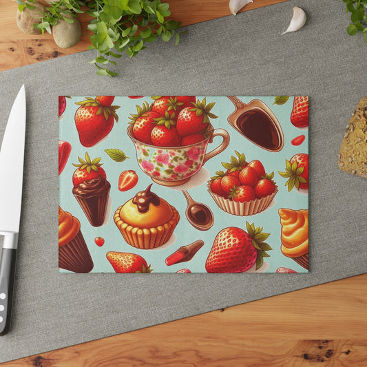 Strawberry Cupcake Glass Cutting Board 2