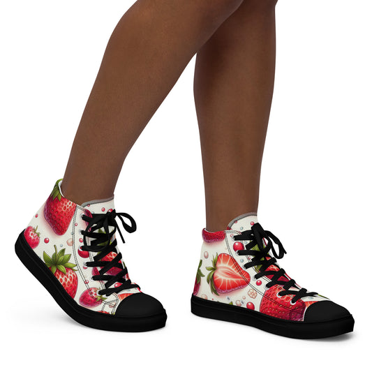 Women's Strawberry High Top Canvas Shoes