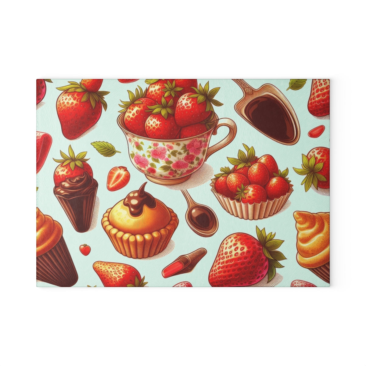 Strawberry Cupcake Glass Cutting Board 2