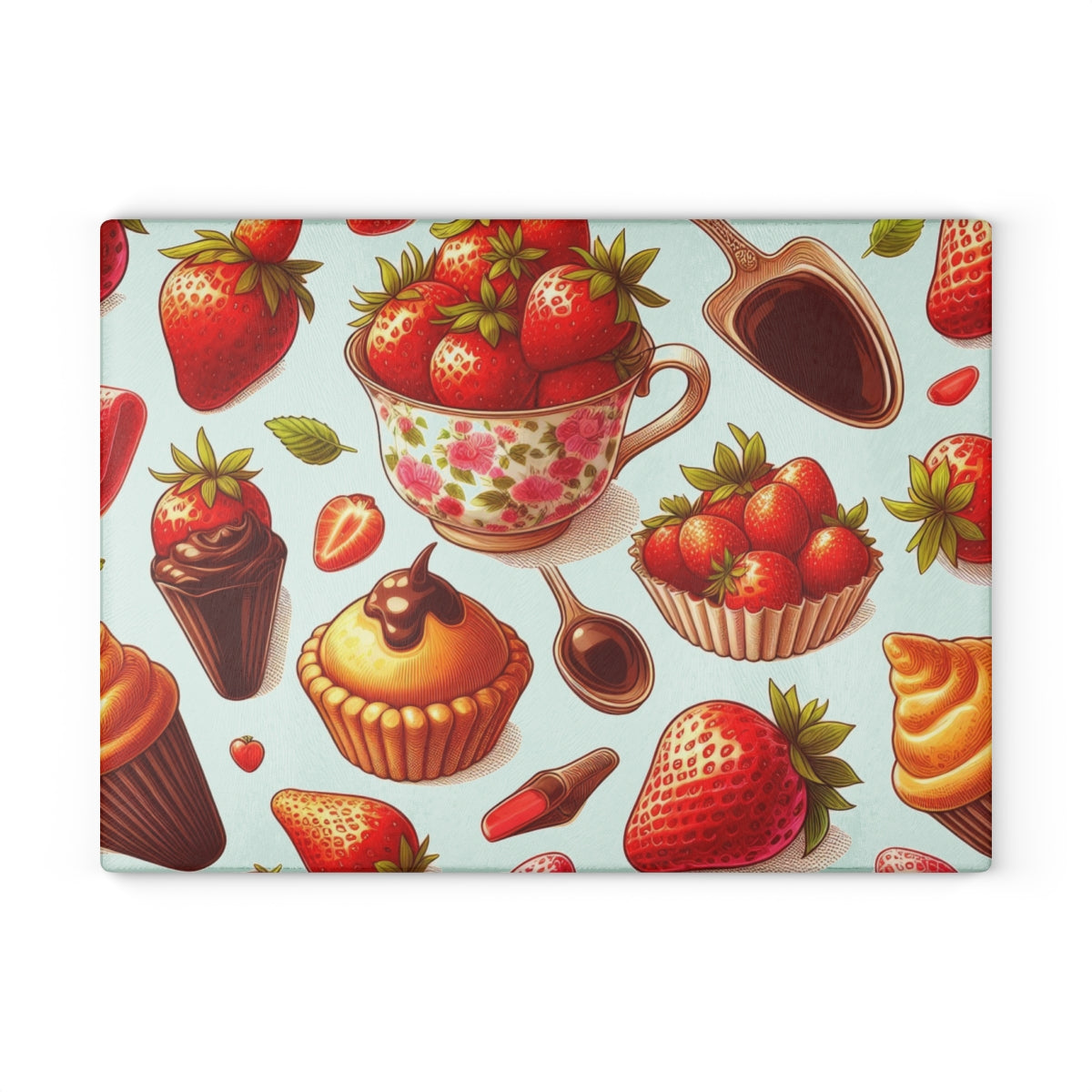 Strawberry Cupcake Glass Cutting Board 2