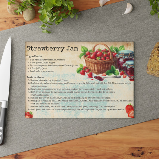 Strawberry Jam Recipe Glass Cutting Board