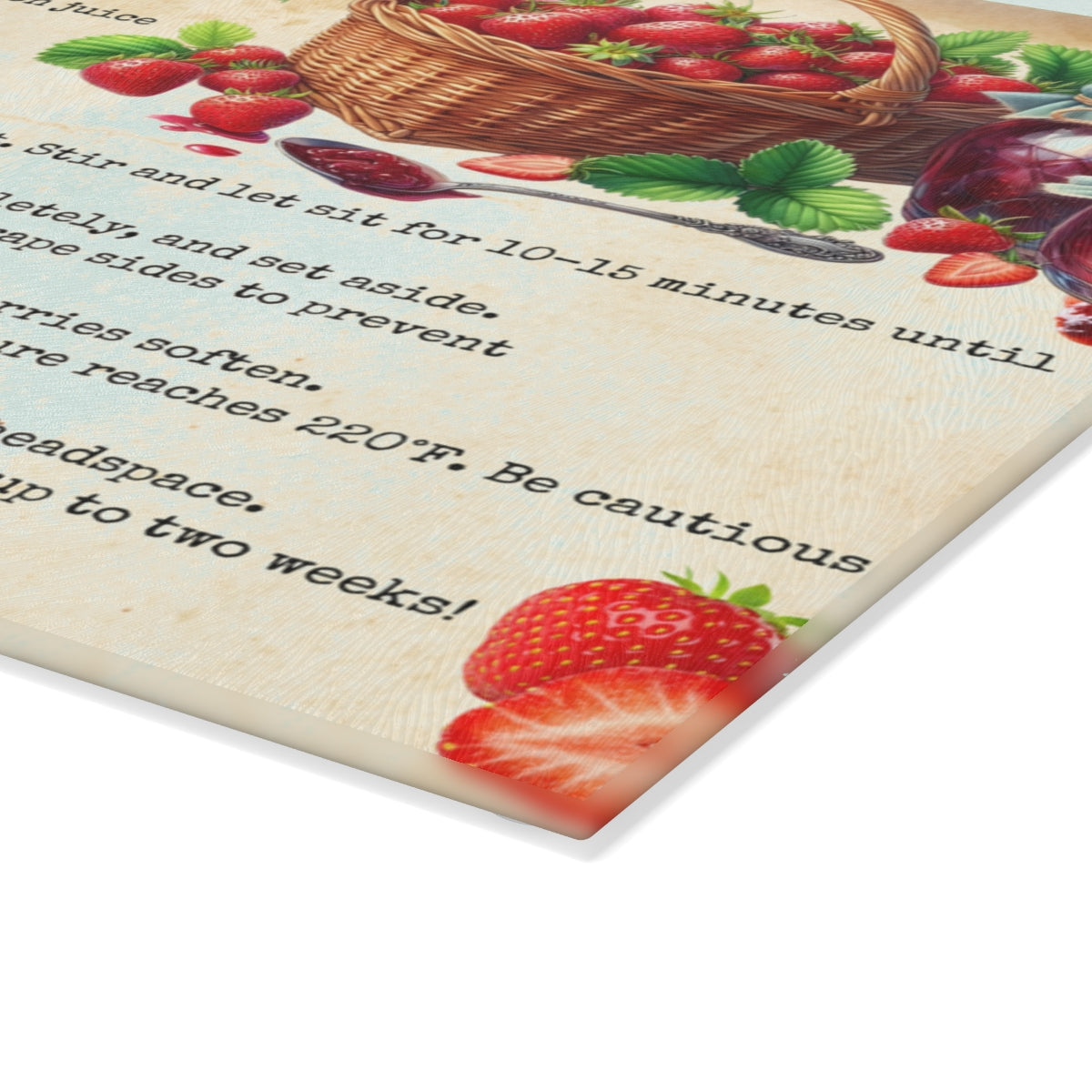 Strawberry Jam Recipe Glass Cutting Board