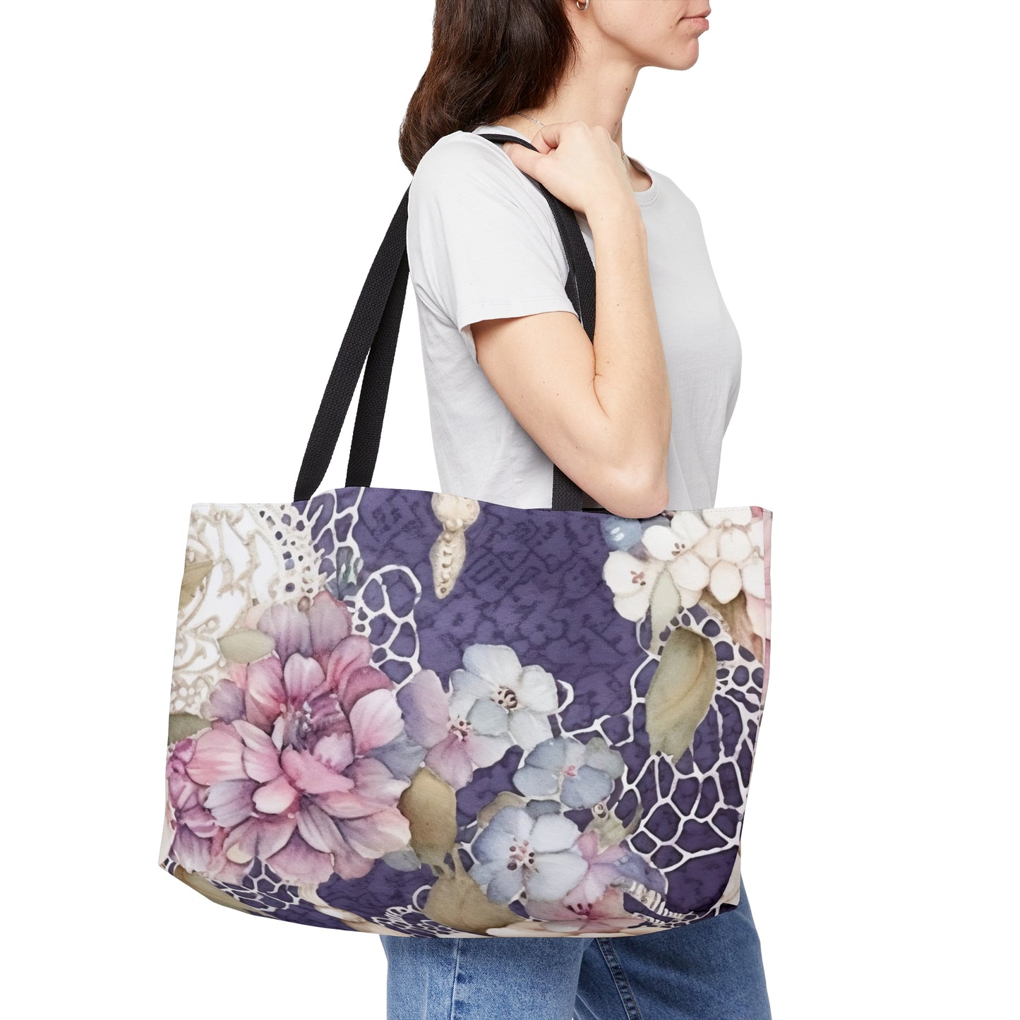 Vintage Style Floral Print Weekender Tote Bags