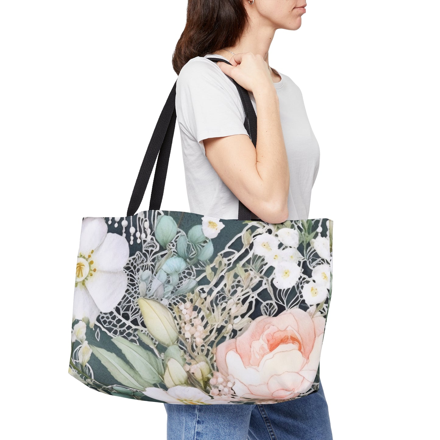 Vintage Style Floral Print Weekender Tote Bags