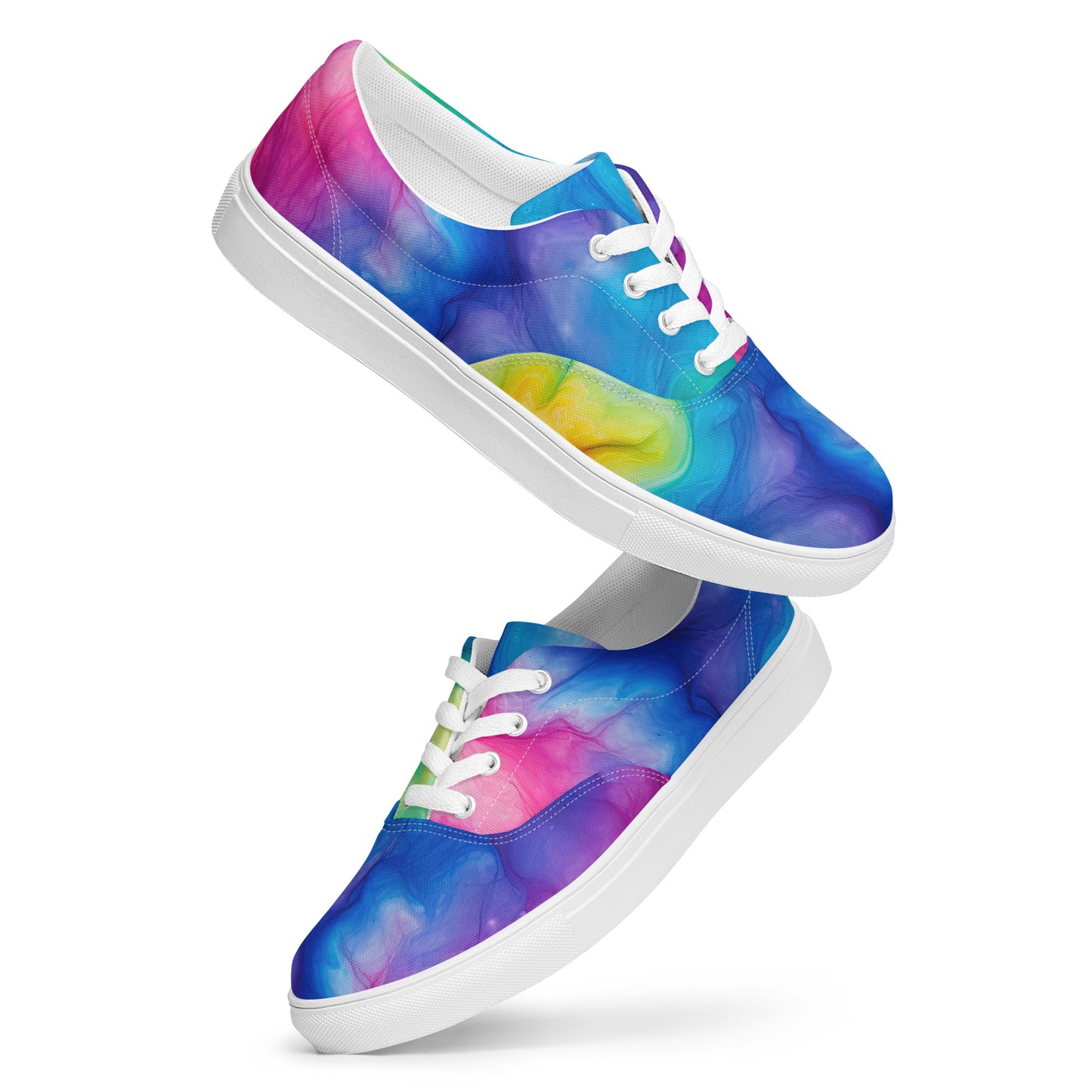 Women's Blue Tie Dye Lace Up Canvas Shoes