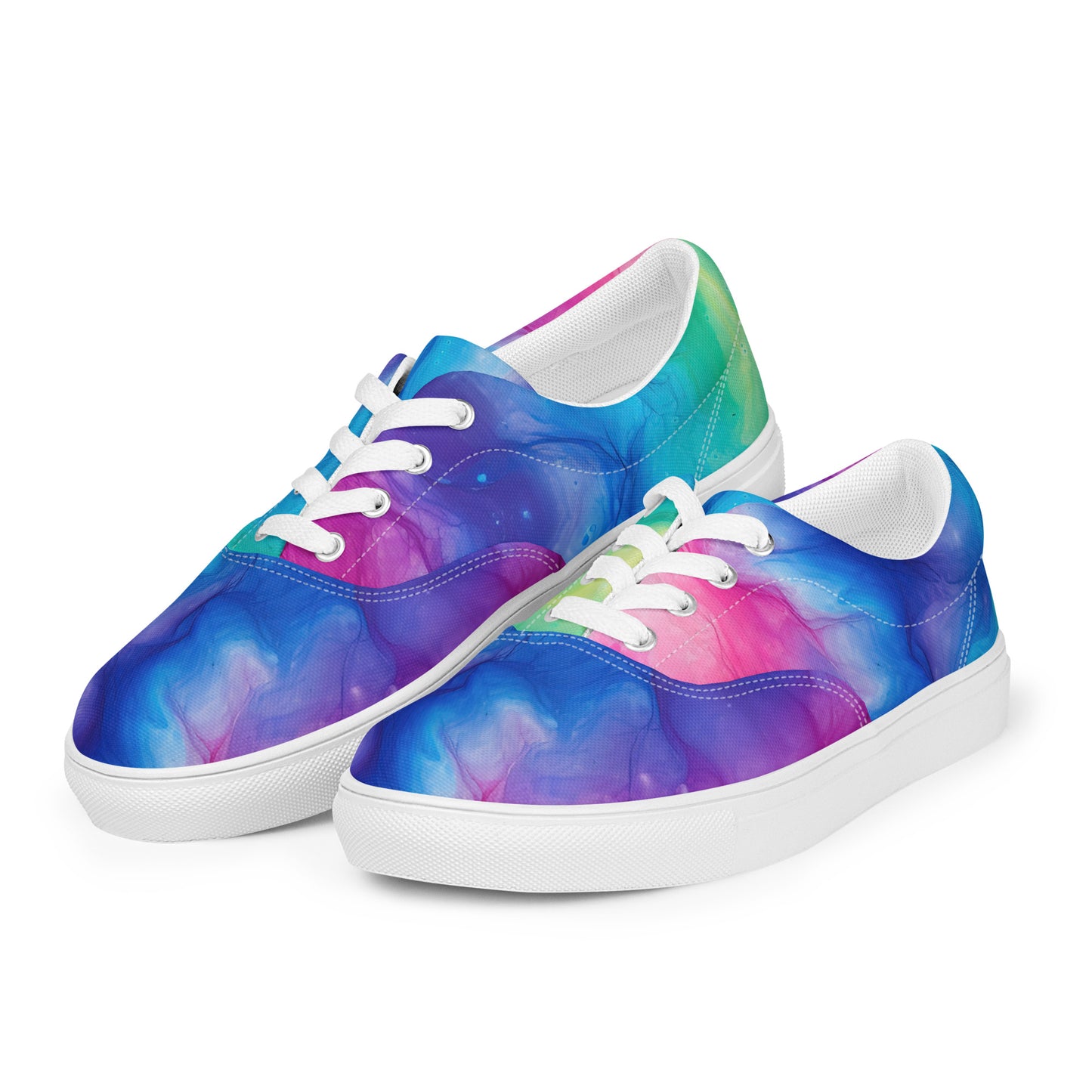 Women's Blue Tie Dye Lace Up Canvas Shoes