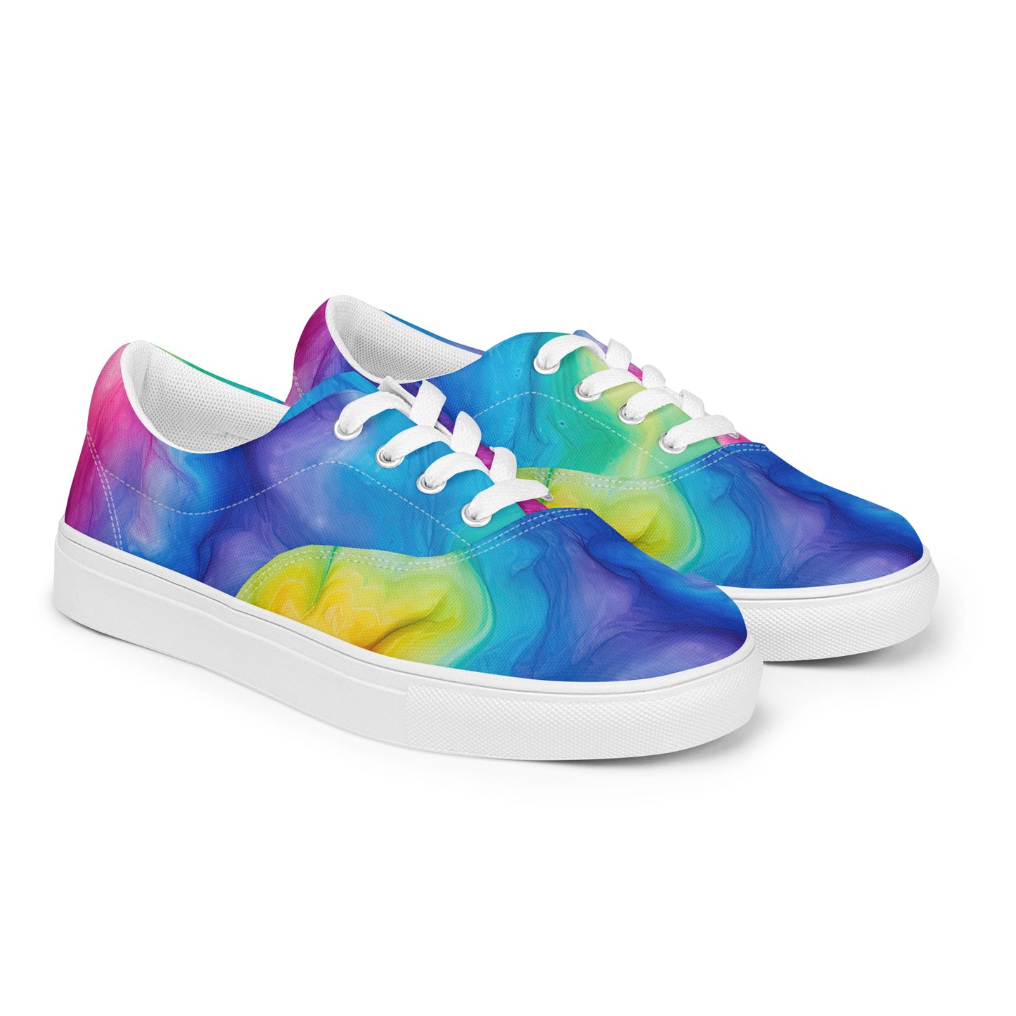 Women's Blue Tie Dye Lace Up Canvas Shoes