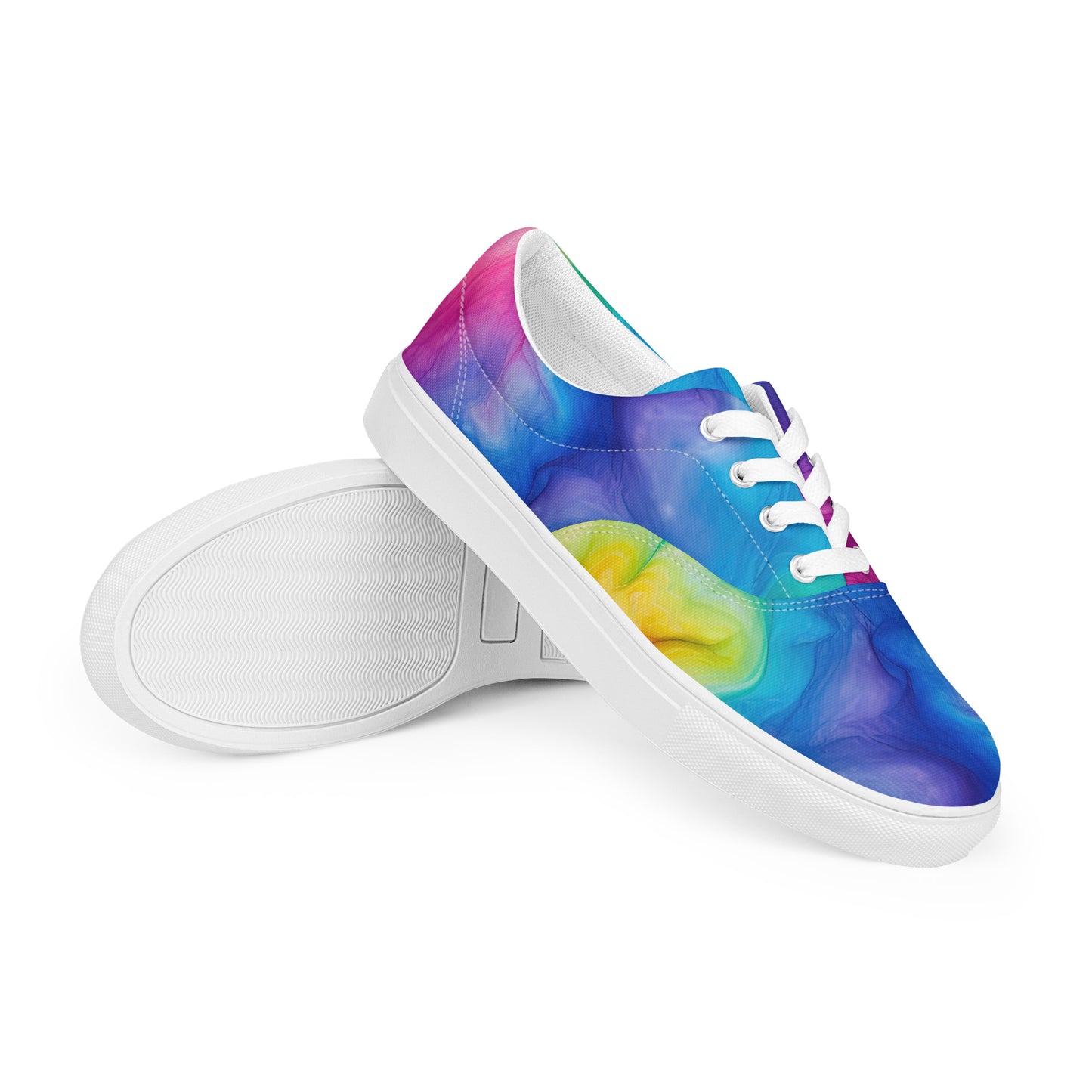 Women's Blue Tie Dye Lace Up Canvas Shoes