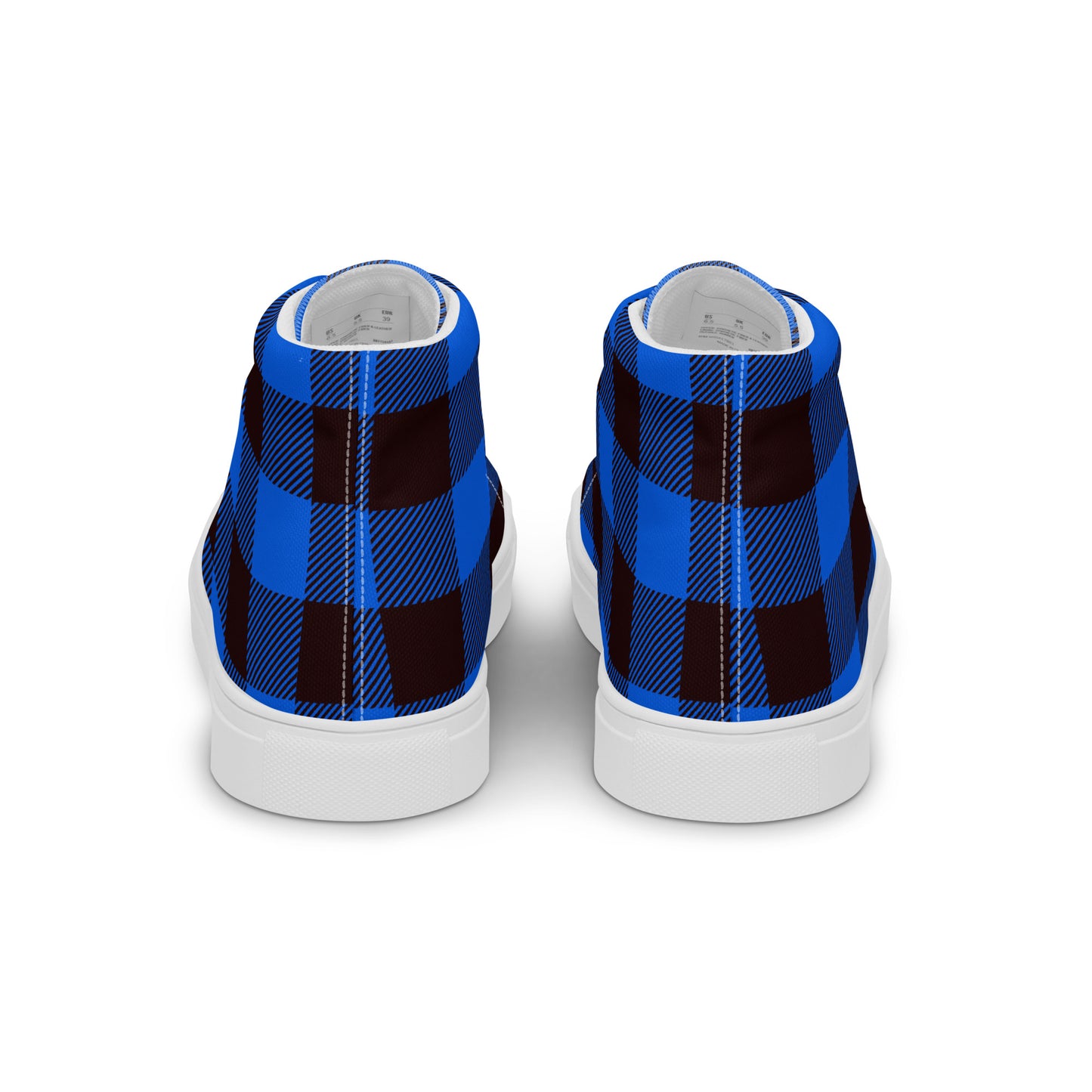 Ladies Blue Plaid High Top Sneakers