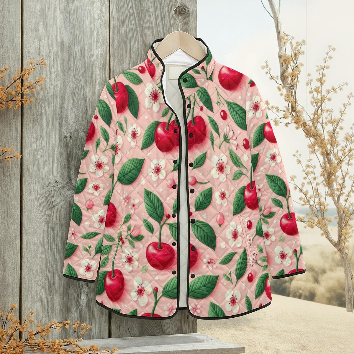 Ladies Cherry Blossom Quilted Jacket