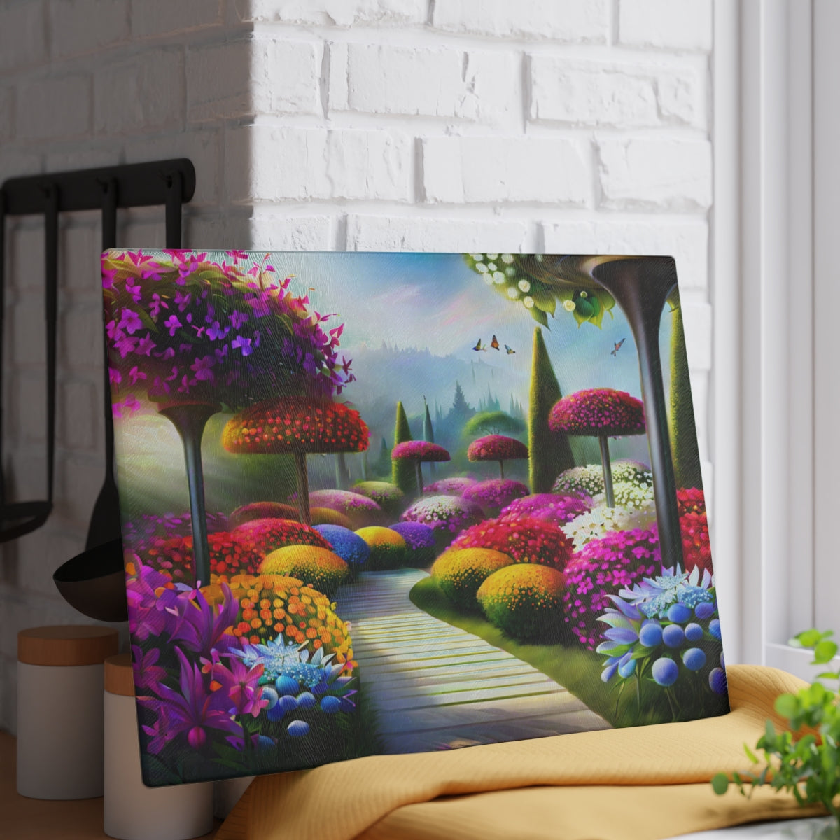 "A Colorful Walk" Glass Cutting Board