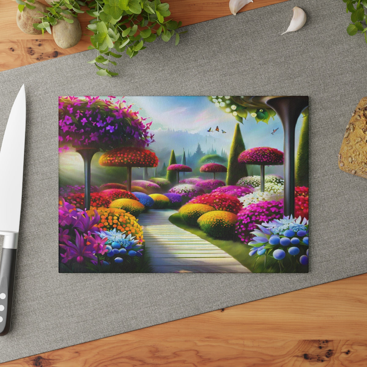 "A Colorful Walk" Glass Cutting Board