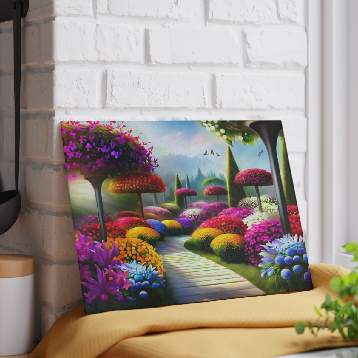 "A Colorful Walk" Glass Cutting Board