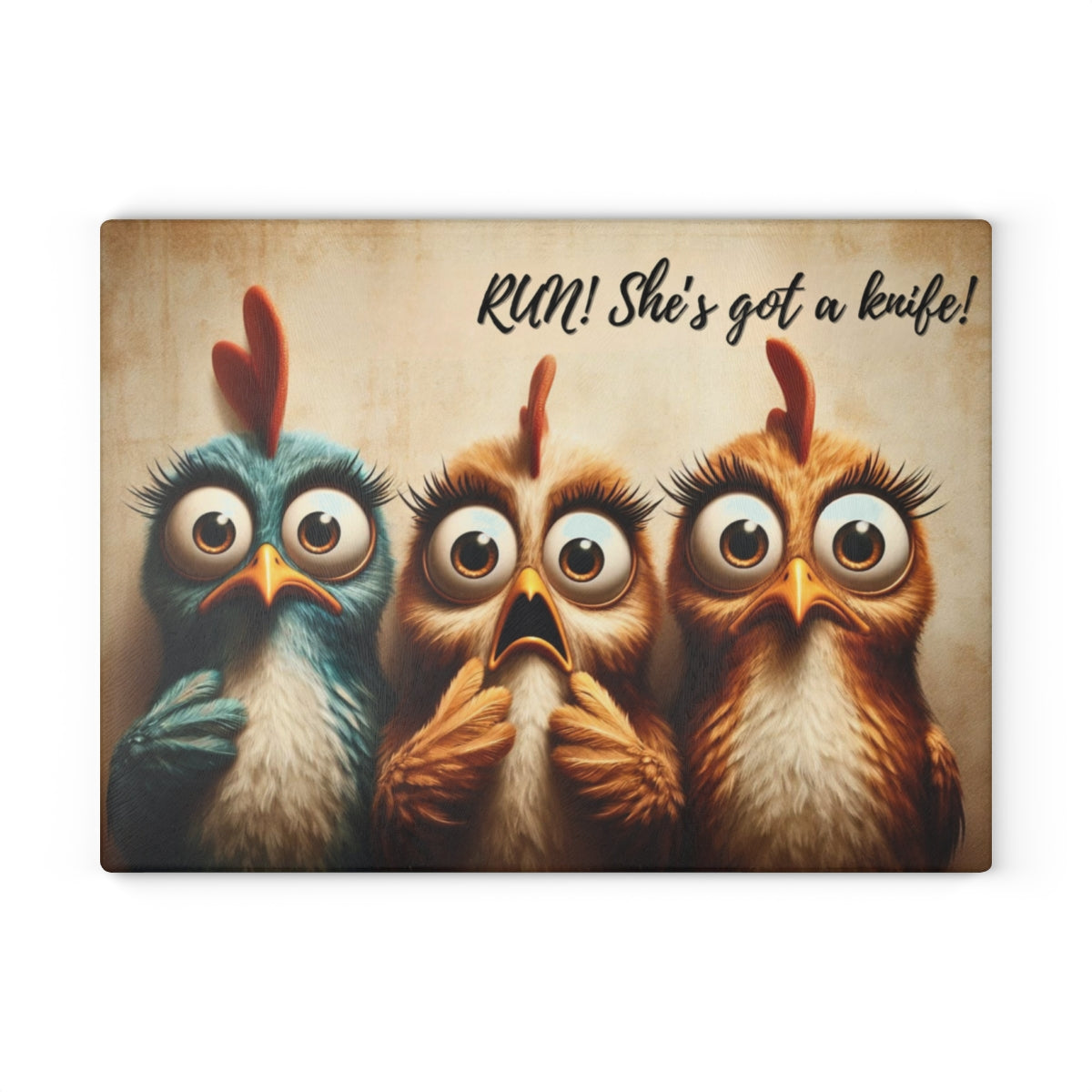 "RUN!!" Glass Cutting Board