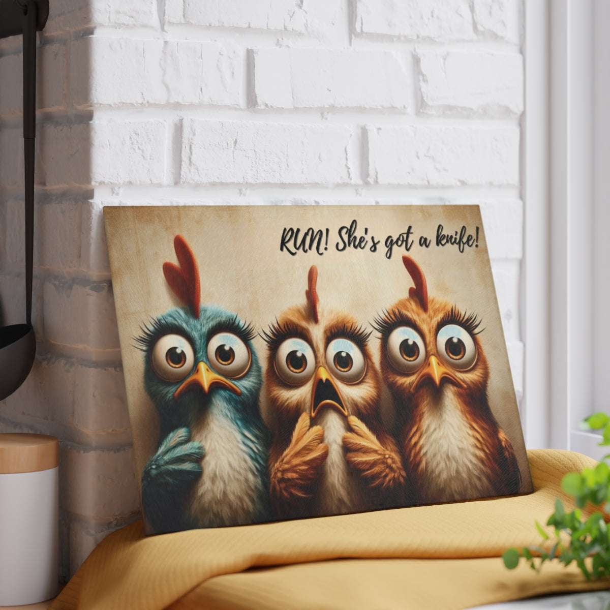 "RUN!!" Glass Cutting Board