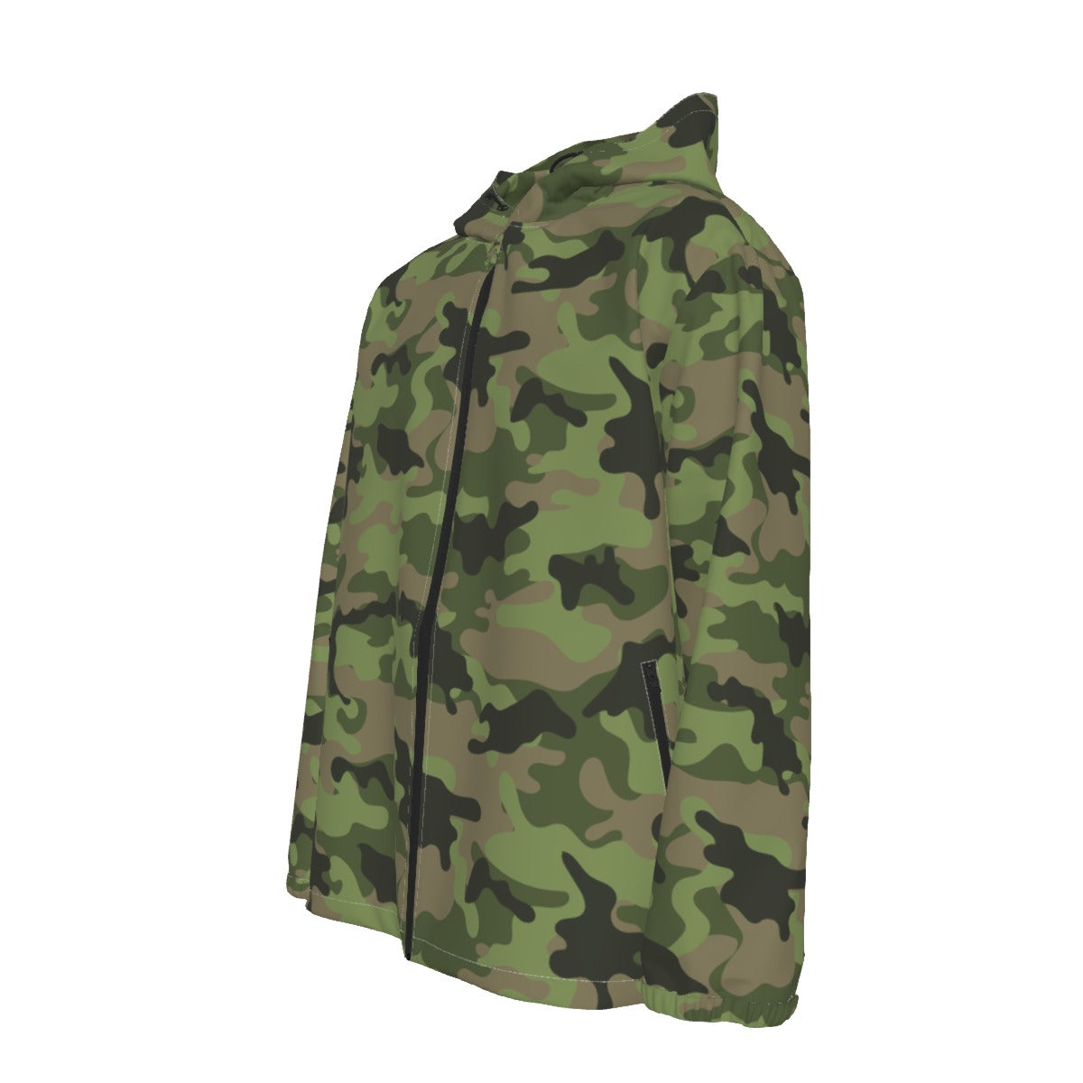 Men's/Ladies Green Camo Hooded Windbreaker
