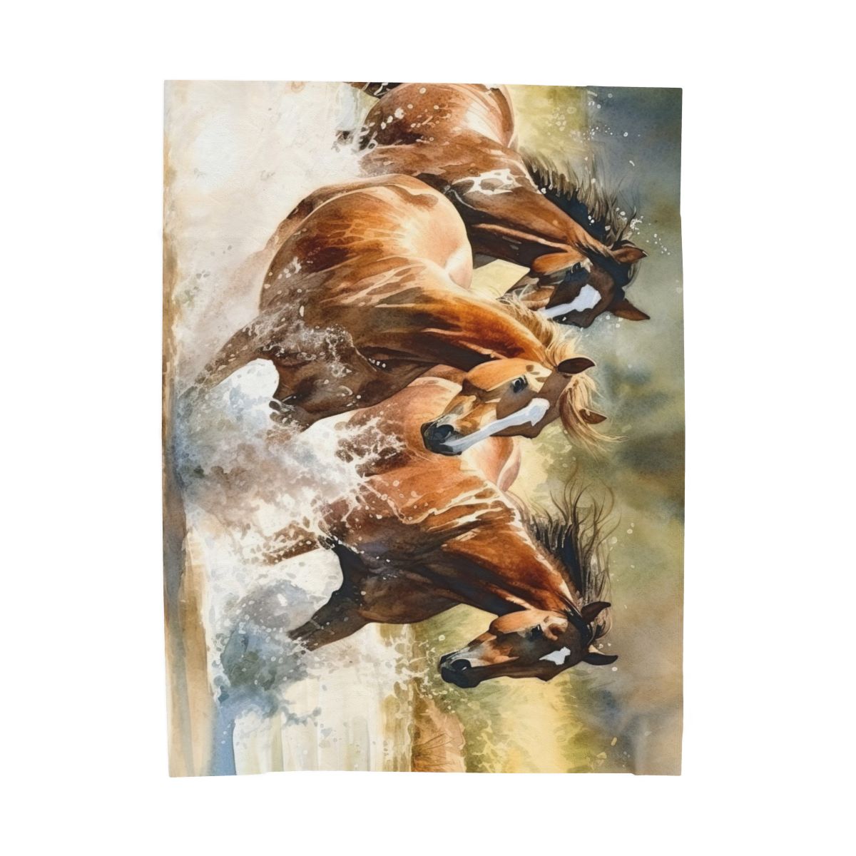 Running Horses Velveteen Blanket with Matching Tote Bag