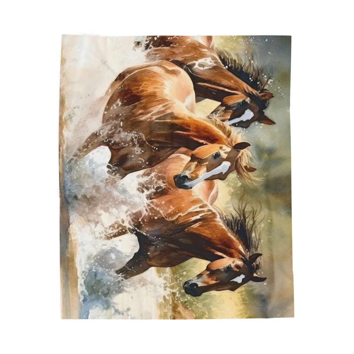 Running Horses Velveteen Blanket with Matching Tote Bag