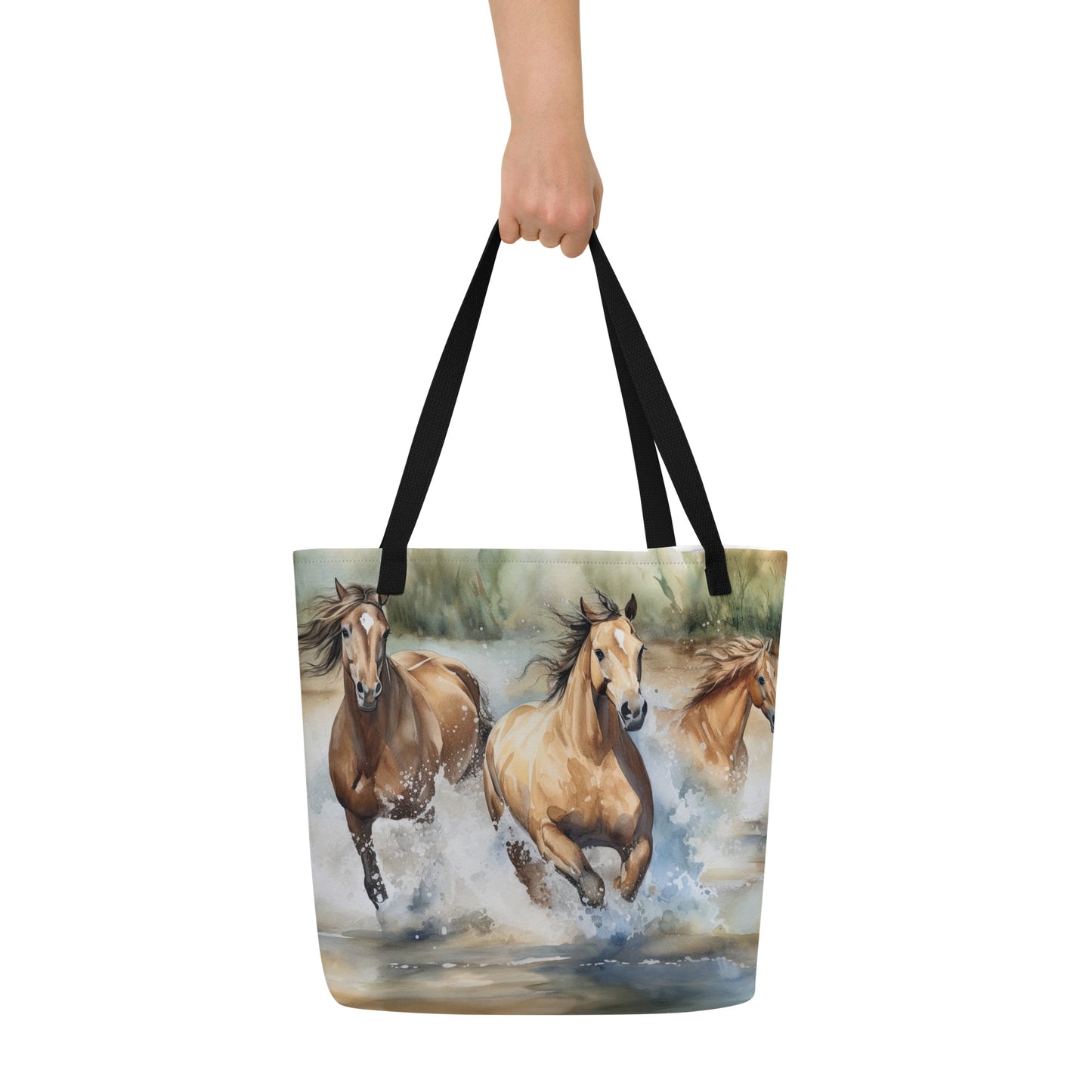 Running Horses Velveteen Blanket with Matching Tote Bag