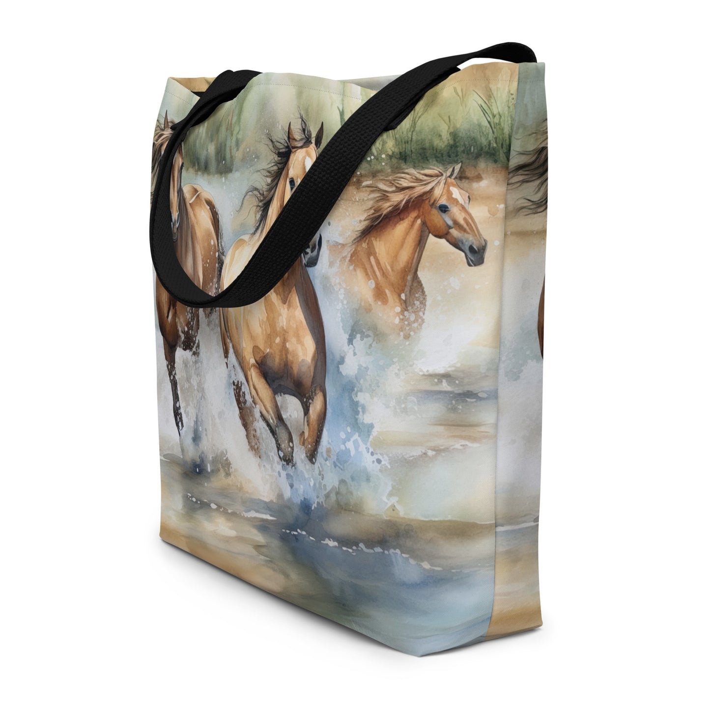 Running Horses Velveteen Blanket with Matching Tote Bag