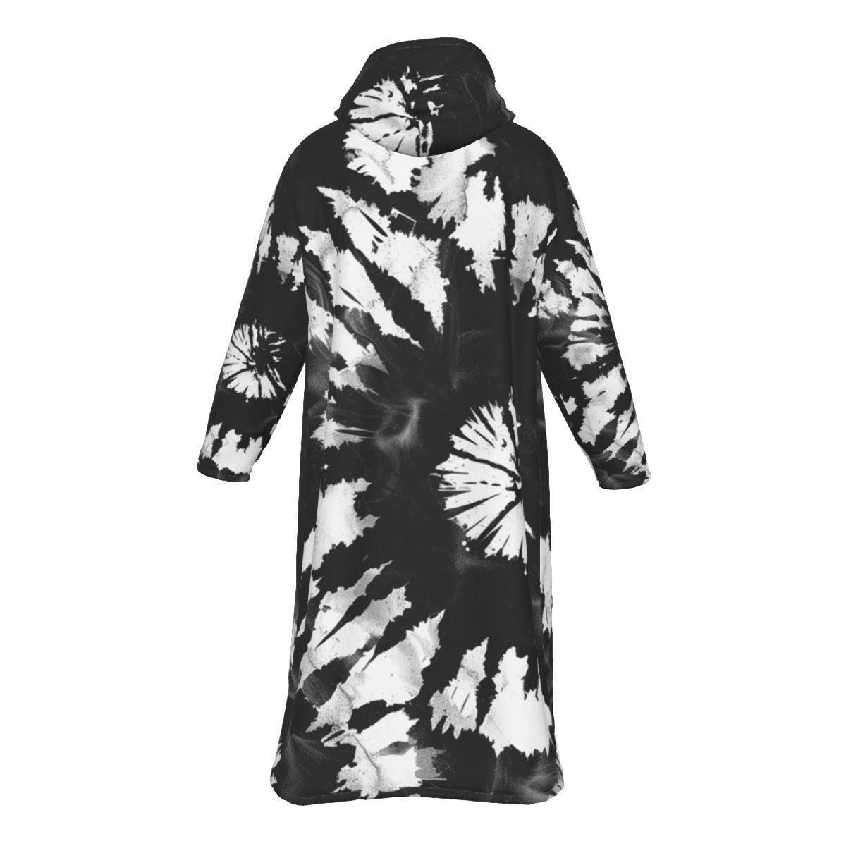 Men's Black Tie Dye Long Fleece Zip-Up Windbreaker