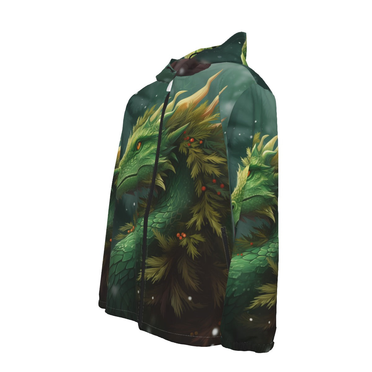 Men's Dragon Print Hooded Windbreaker