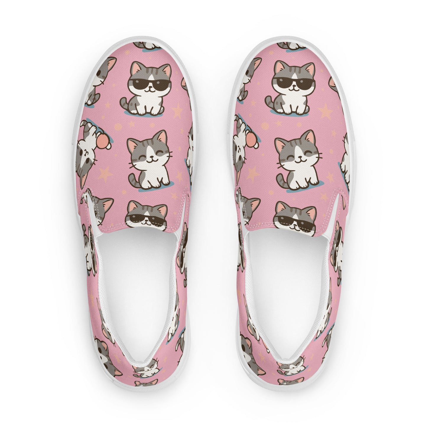 Pink Kitty Canvas Slip-Ons