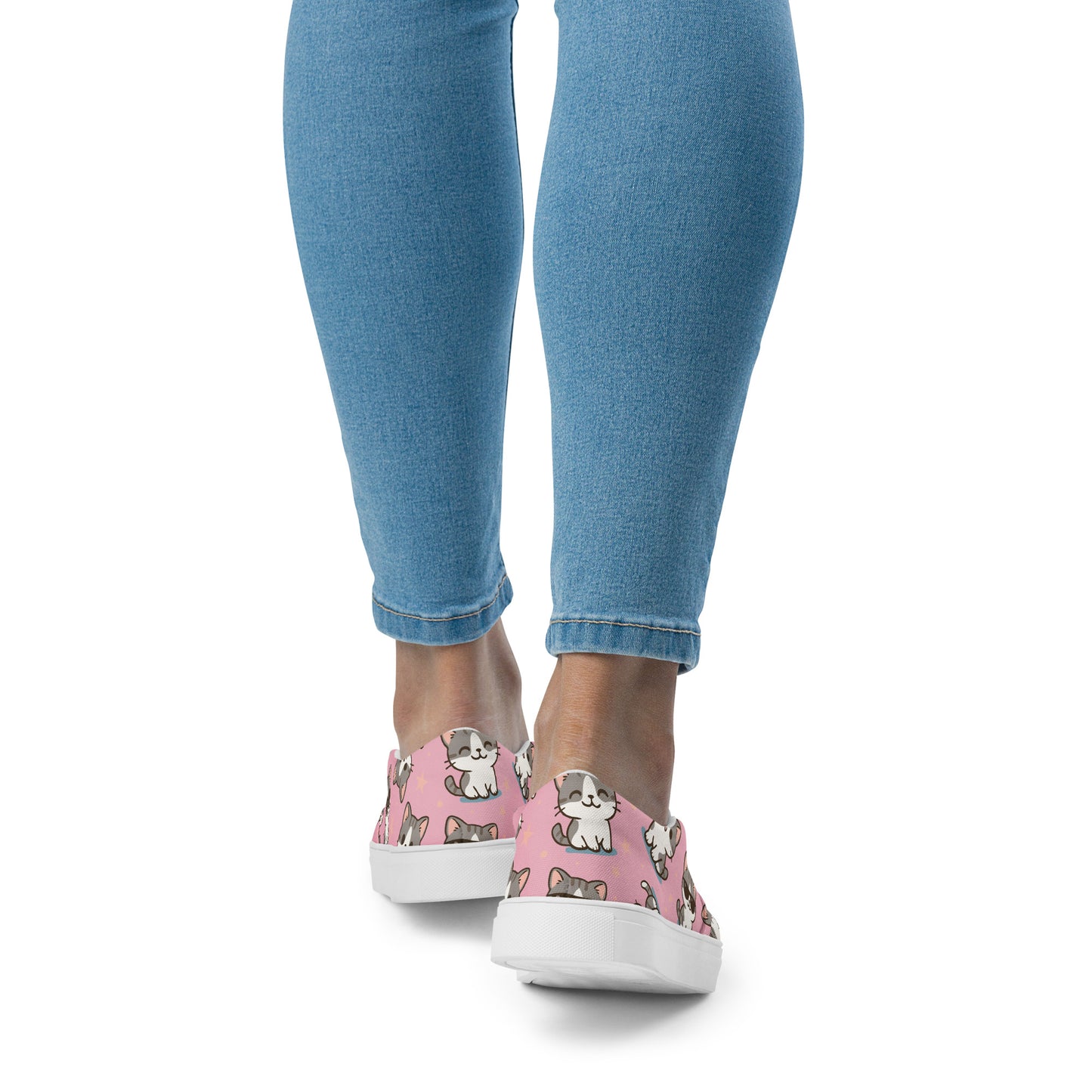 Pink Kitty Canvas Slip-Ons